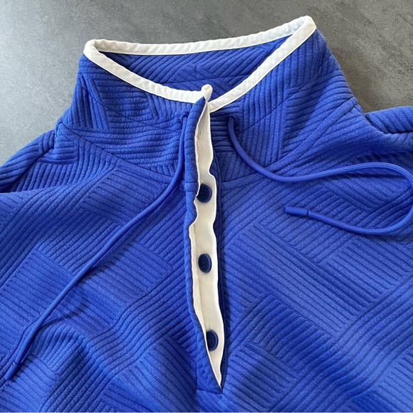 T by Talbots Blue Relaxed Pullover Sweater Button Mock Neck Women’s Plus Size 1X - Picture 6 of 11